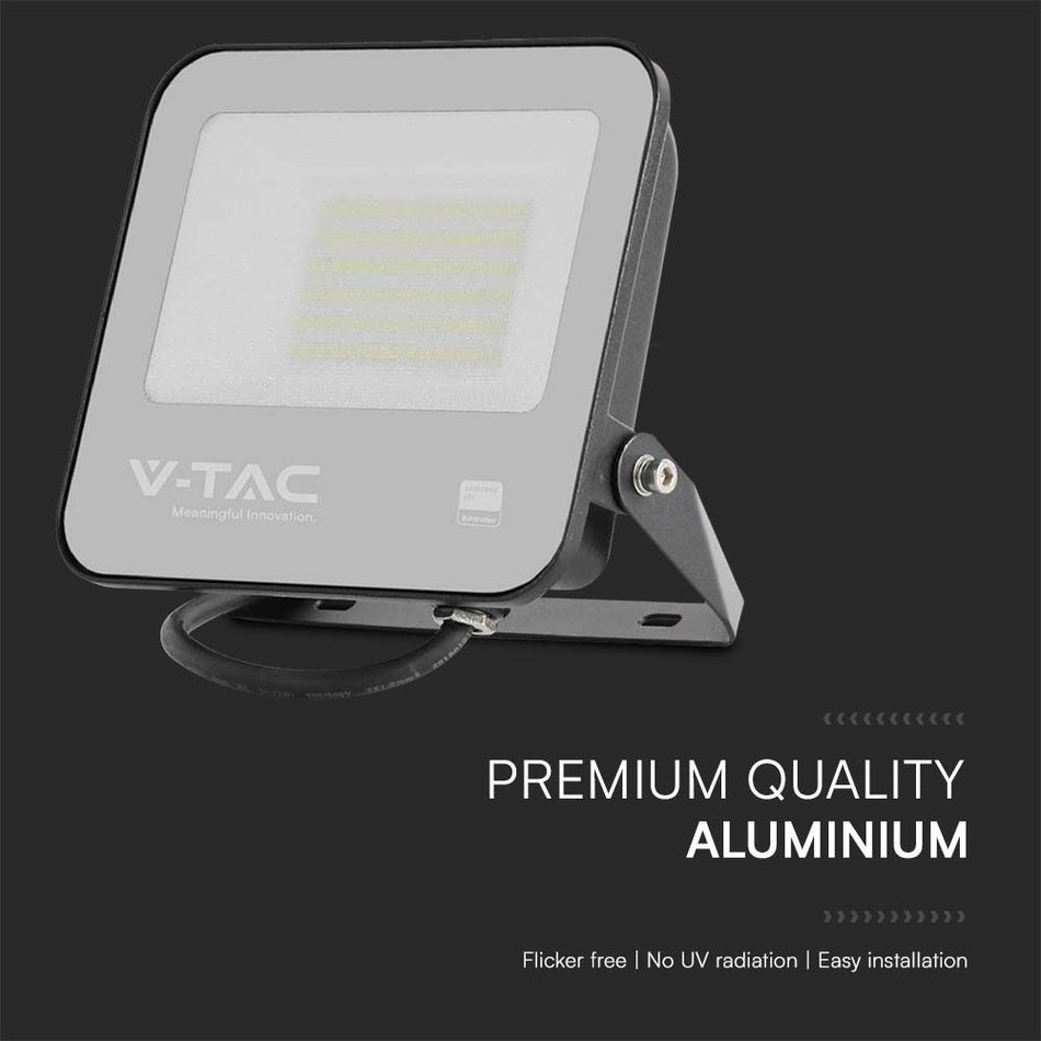 VT-4455 50W FLOODLIGHT SAMSUNG CHIP 6500K BLACK BODY GREY GLASS 135LM/W