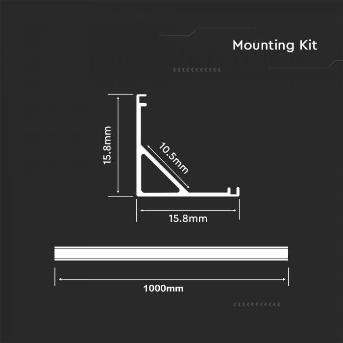 Eledtric - Aluminium Profile Mounting Kit with Diffuser for LED Strip Corner 