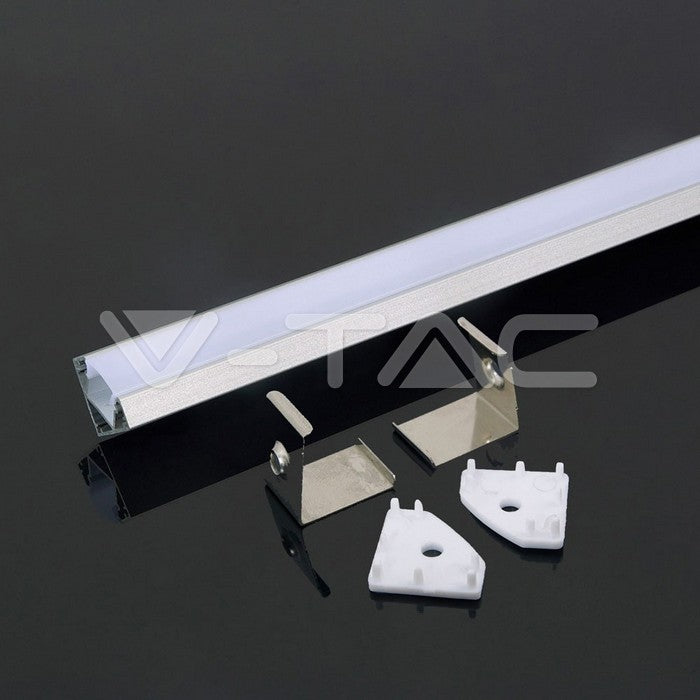 Eledtric - LED Strip Mounting Kit With Diffuser Aluminum 2000 x 19 x 19mm Milky