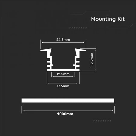 Eledtric - Aluminium Profile Mounting Kit with Diffuser for LED Strip 