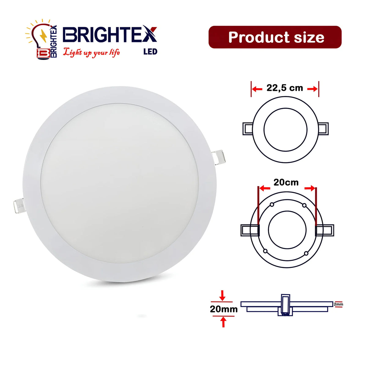 Led Round Panel Light 20w Recessed ,Cool White