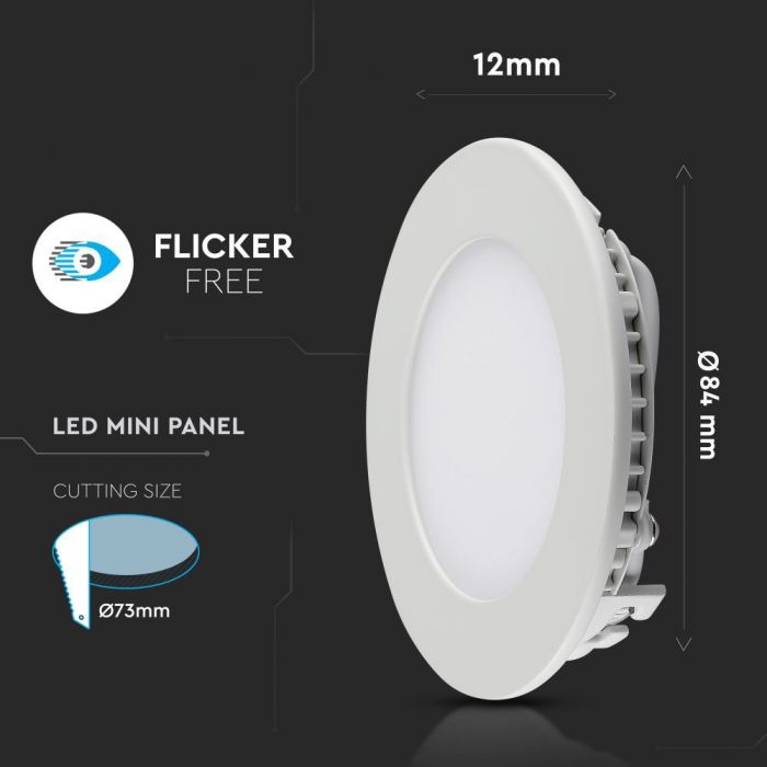 Eledtric - VT-307 3W LED PANEL LIGHT 6400K ROUND