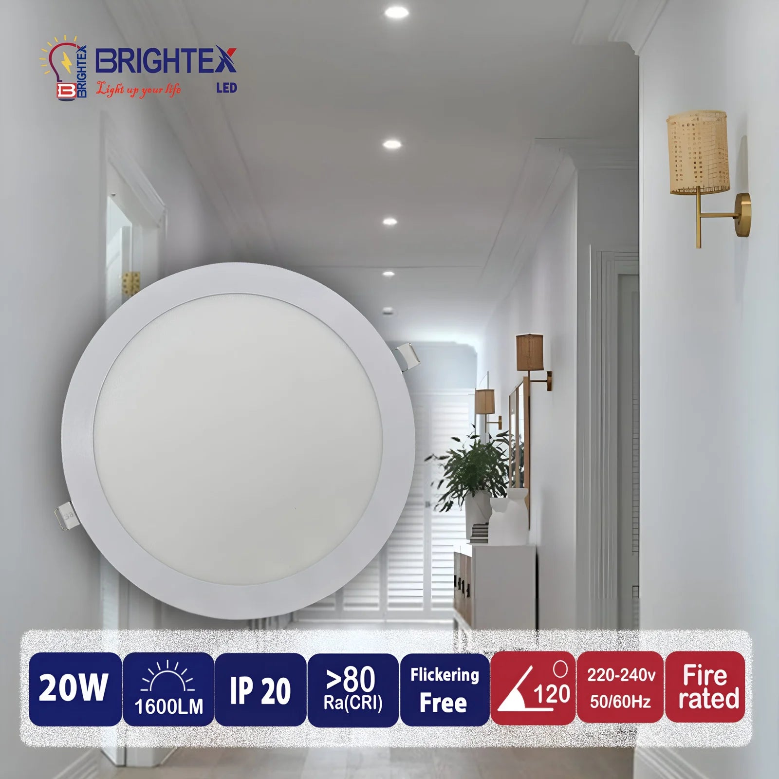 Led Round Panel Light 20w Recessed ,Cool White