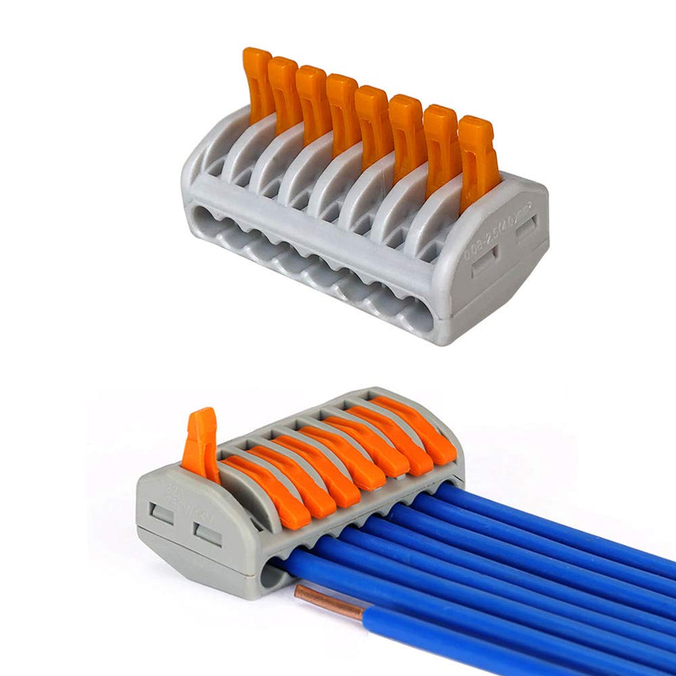 8-Way Spring Lever Reusable Terminal Block Connector 50 pcs