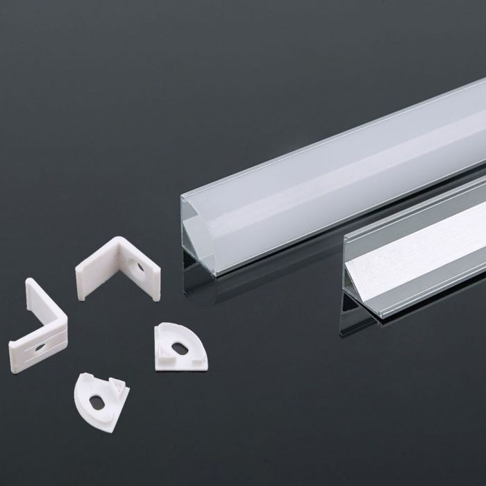 Eledtric - Aluminium Profile Mounting Kit with Diffuser for LED Strip Corner 