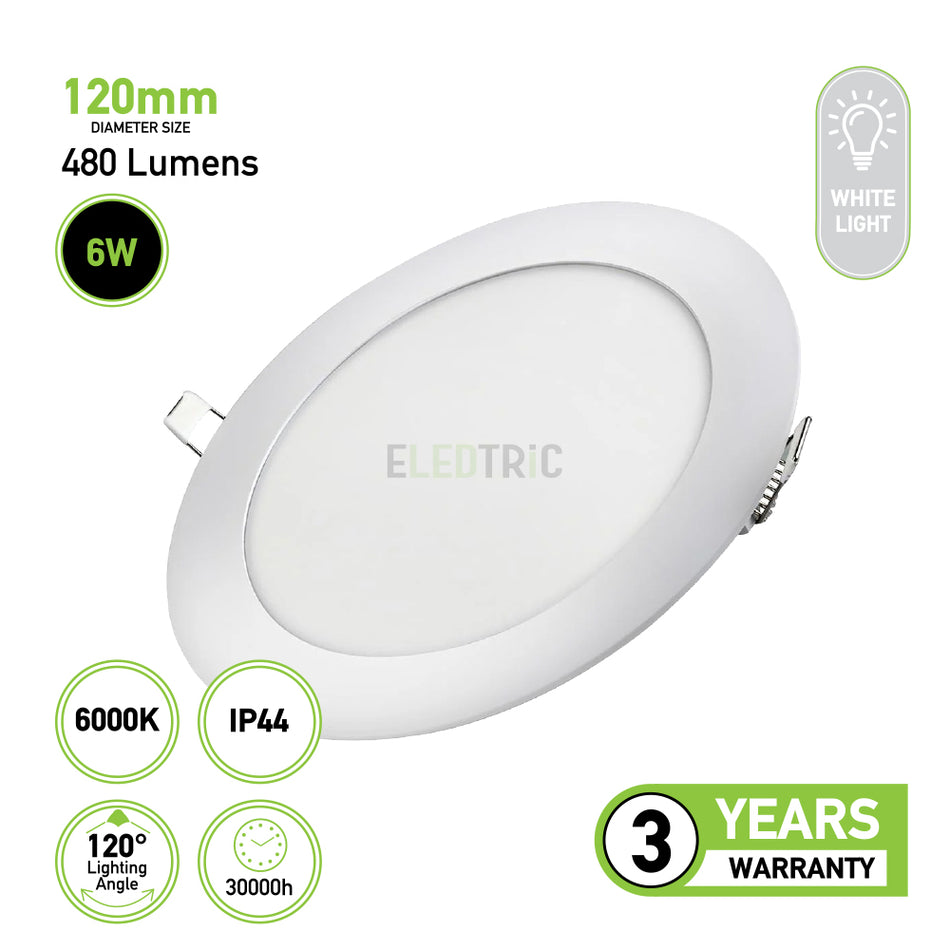 Bright Source LED Round Panel 6W 120mm Diameter (106mm cutout) 6000K