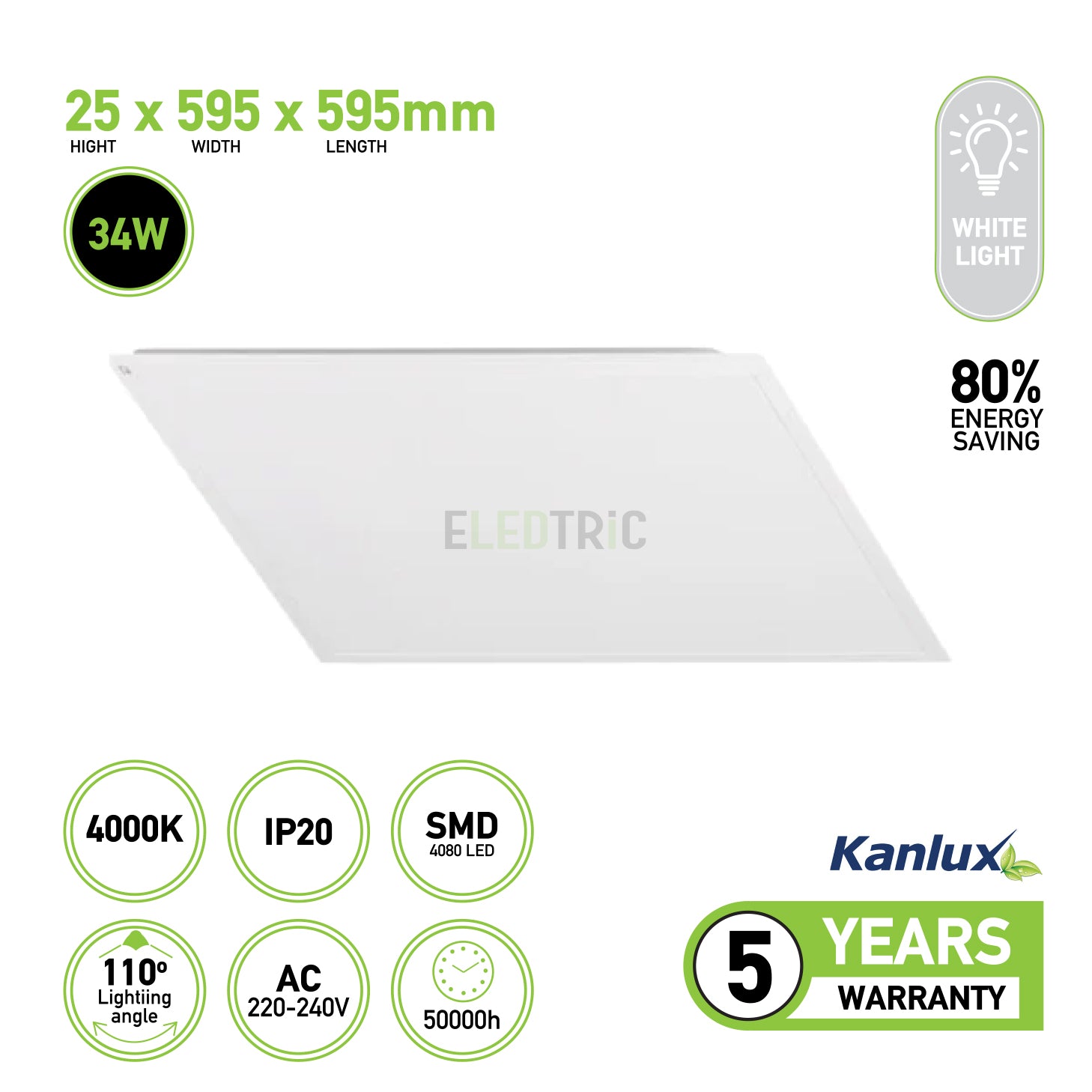 Eledtric - Recessed-mounted LED panel BLINGO 34W 4080 60CW LED 6500K