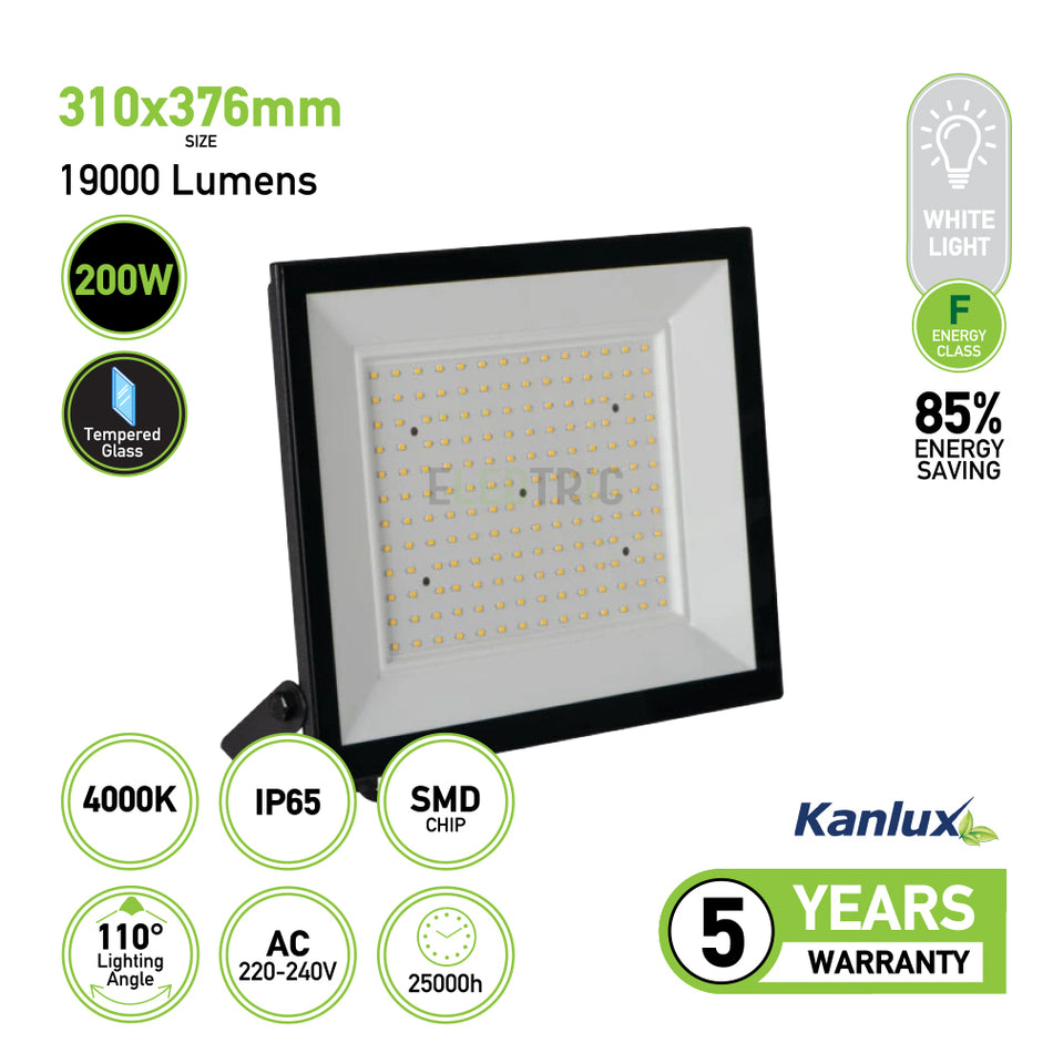 IP65 Black 200W LED Floodlight