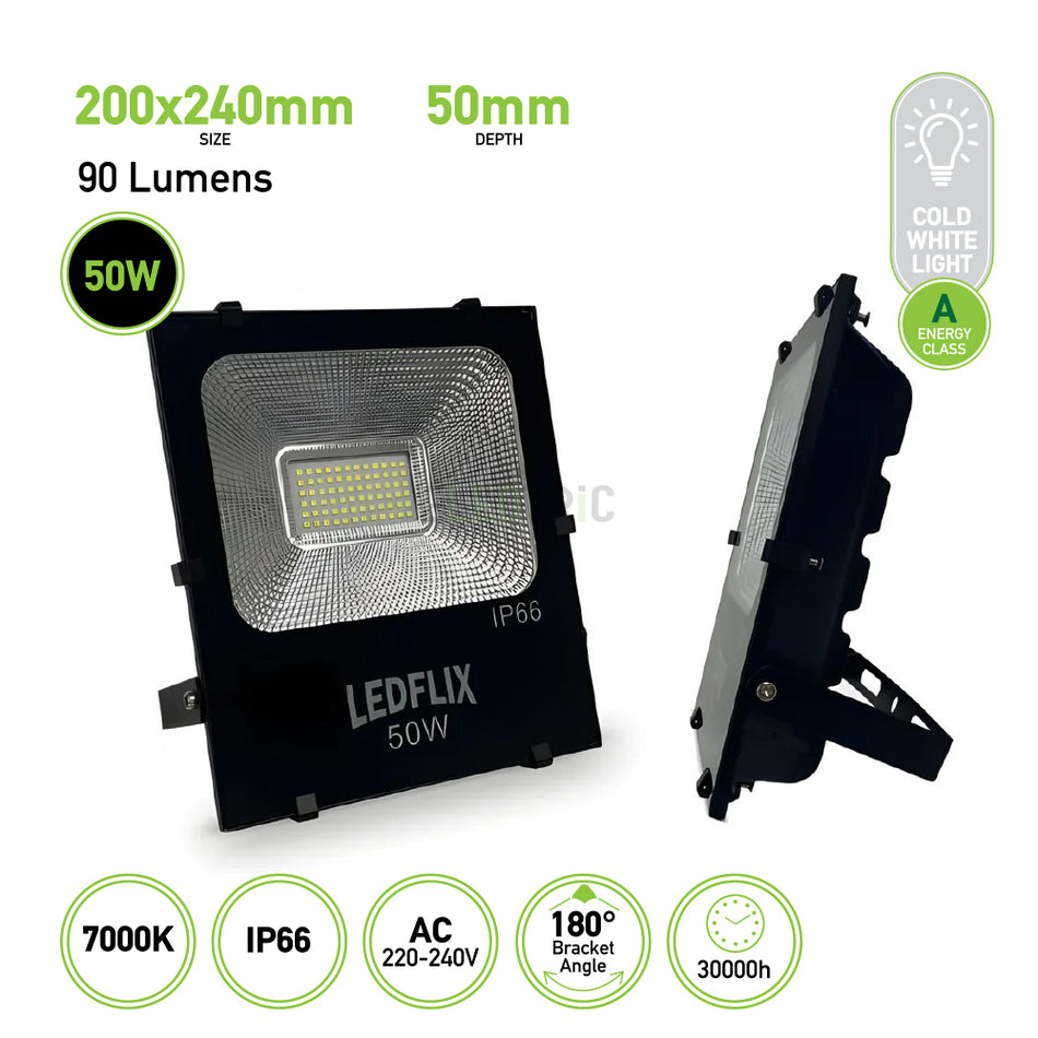 LED Floodlights IP66, 50W with Cold White