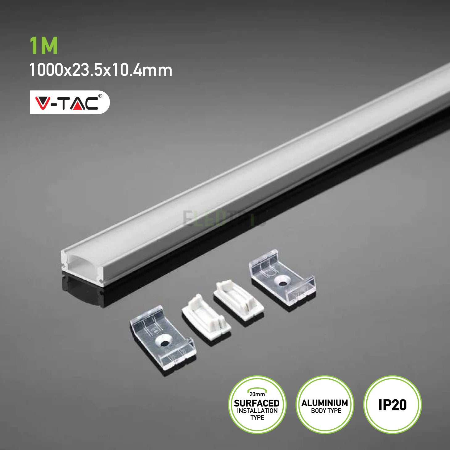 Eledtric - Aluminium Profile Mounting Kit with Diffuser for LED Strip PCB