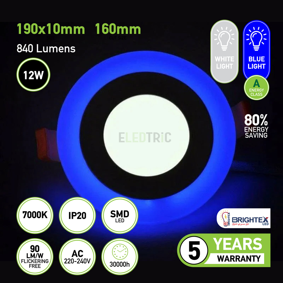 Eledtric - Dual Color LED Panel Lights 12+4W