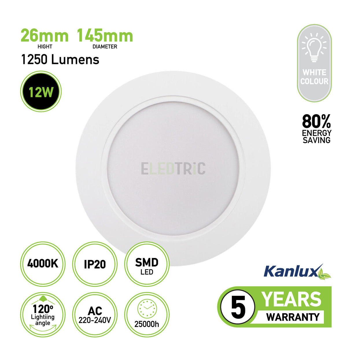 Eledtric -  led downlight fitting front - LED Round Spotlight, Downlight Fitting, Ceiling Light - Lighting