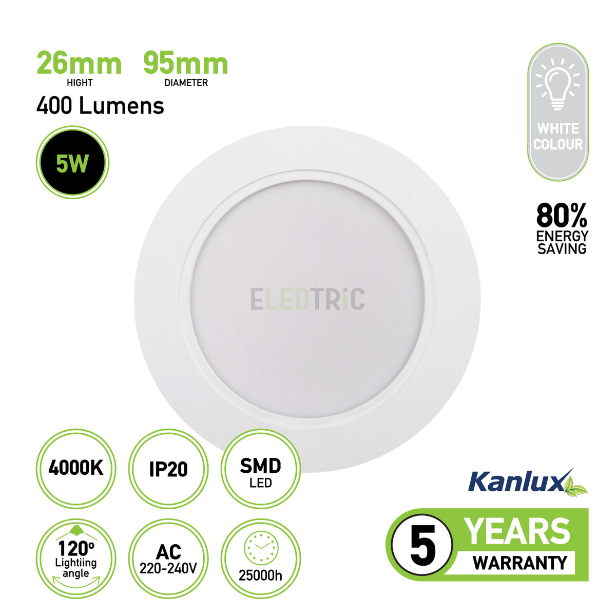 Eledtric - LED Round Spotlight, Downlight Fitting, Ceiling Light