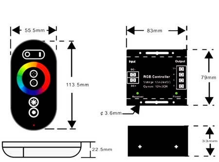 Eledtric - Touch Series RGB LED Controller with RF Remote Control
