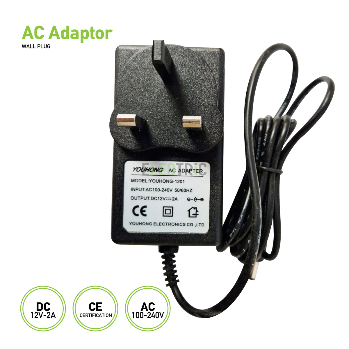 Eledtric - Power Supply Wall Plug AC Adaptor