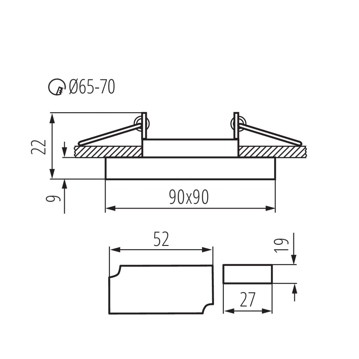 Eledtric - Ceiling-mounted Decorative LED Fitting Square Spotlight