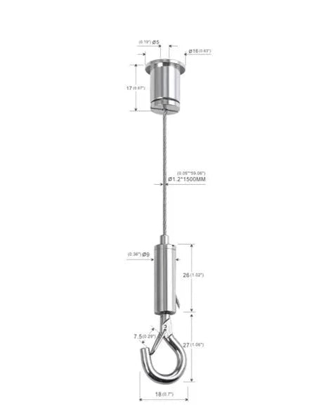 Eledtric - 0.05 ″Stainless Steel Light Fitting Suspension Kits With Cable Gripper Hook
